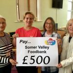 Peasedown festival thanks Somer Valley Foodbank with £500 donation!